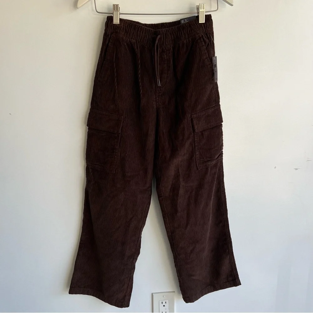 Gap Kids Corduroy Cargo Pants Brown‎ 100% Cotton Wide Leg Size 10 NWT